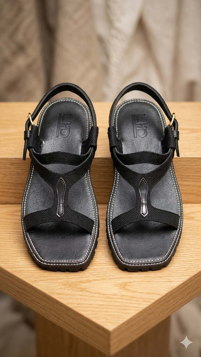 Men's premium black stylish sandals.