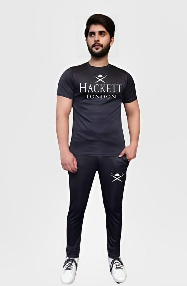 Men's black stylish printed track suit.