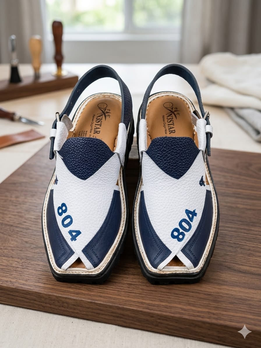 Premium blue white 804 peshawari chappal.