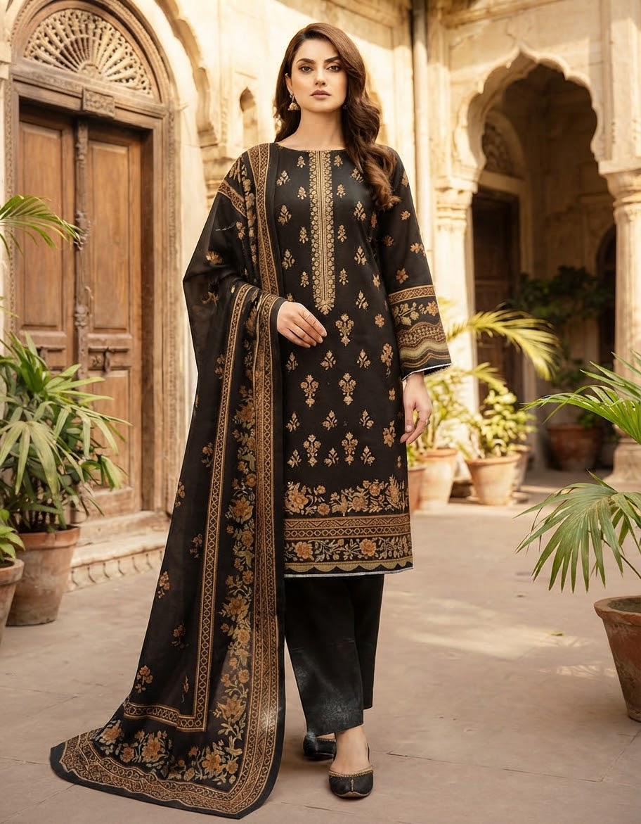Maria.B Dhanak collection embroidery or printed unstitched suit.
