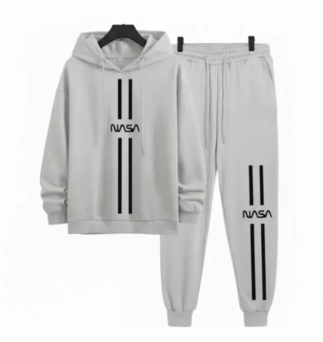 Men's 2 pcs polyester hoodie printed track suit. - Image 3
