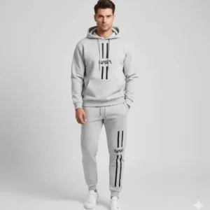 Men's 2 pcs polyester hoodie printed track suit.