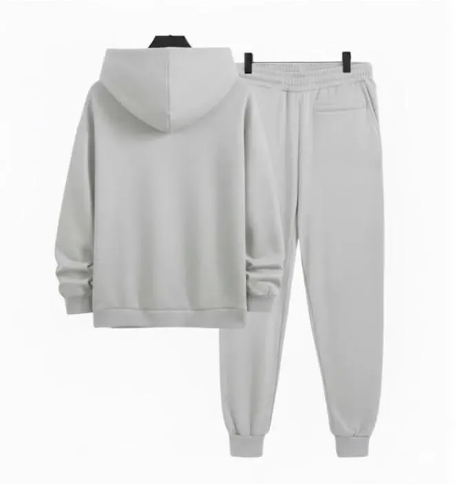 Men's 2 pcs polyester hoodie printed track suit. - Image 2
