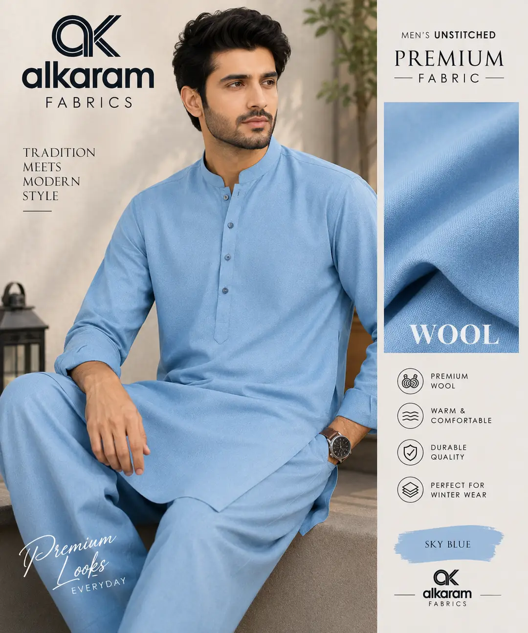 Men's winter collection unstitched suit.