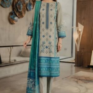 Lawn 3 piece unstitched women's suit.