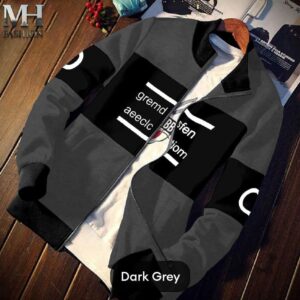 Men's drak grey zipper printed design.
